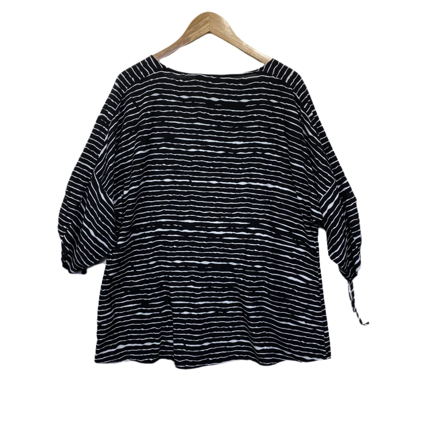 Autograph Top Size 16 3/4 Sleeve Black White Striped