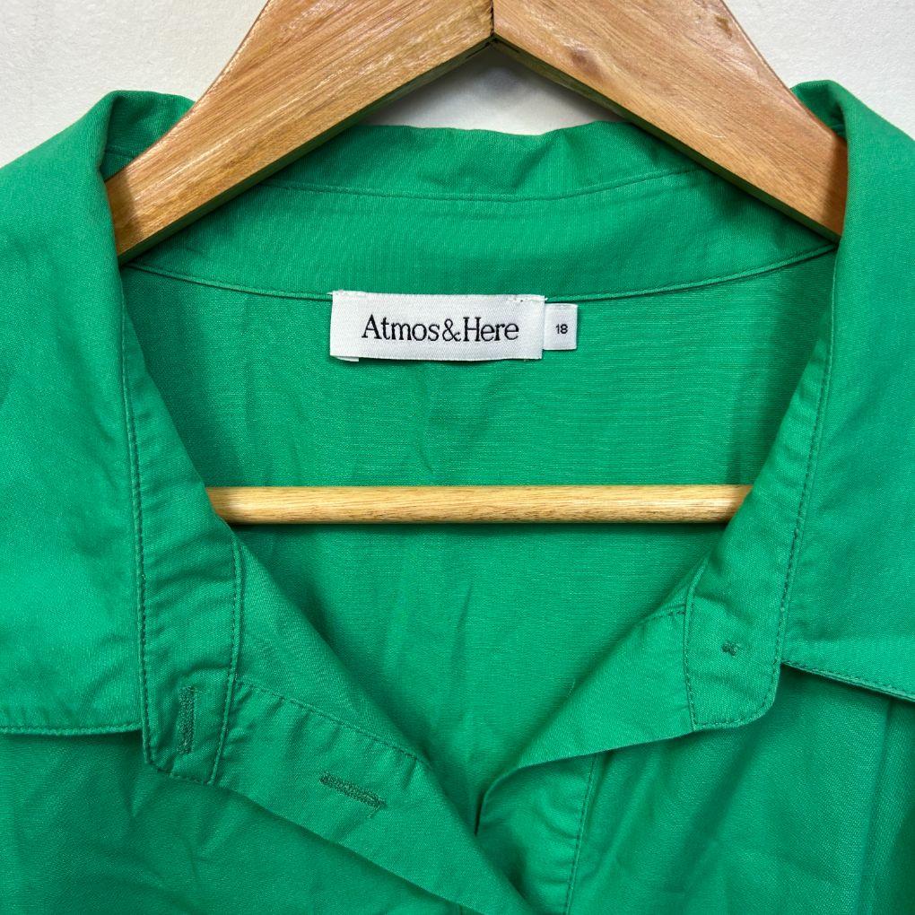 Atmos&Here Green Cotton Dress or Top - Size 18