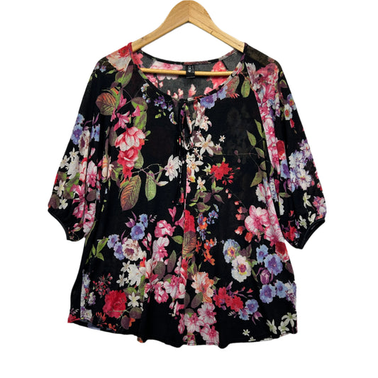 Motto Fashions Top Size 16 Multicoloured Floral Made in Australia