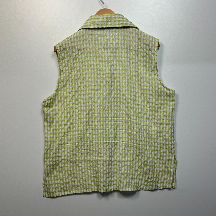 Panola Green Gingham Check Sleeveless Top - Size 14/16