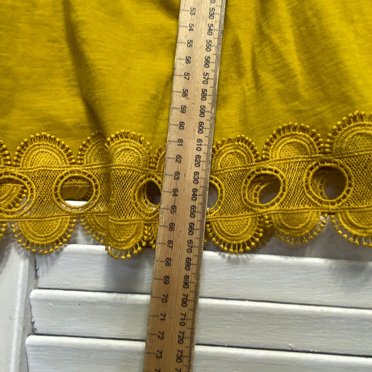 Boden Top Size 14 Mustard Crochet Lace Trim