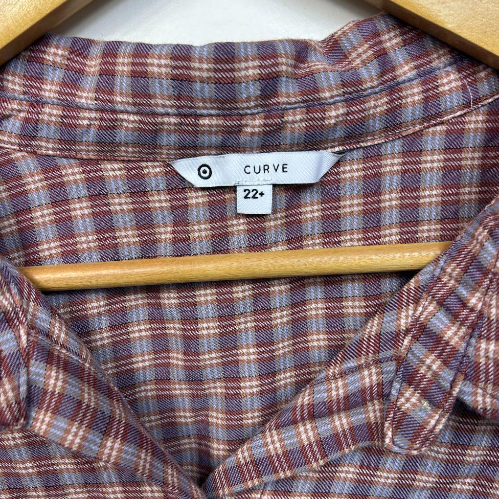 Target Burgundy Check Cotton Shirt - Size 22