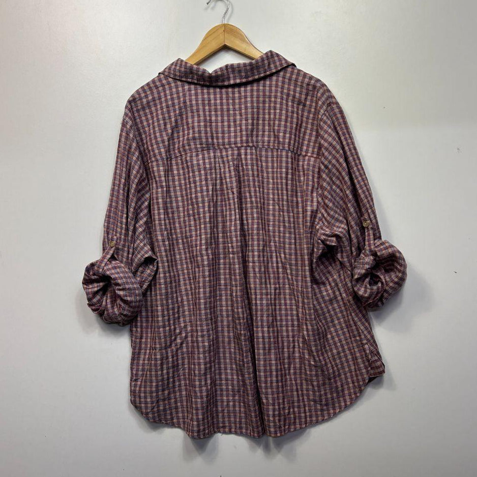 Target Burgundy Check Cotton Shirt - Size 22