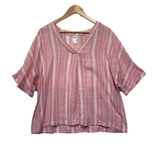 Anko Top Size 16 Pink Striped Cotton Short Sleeve