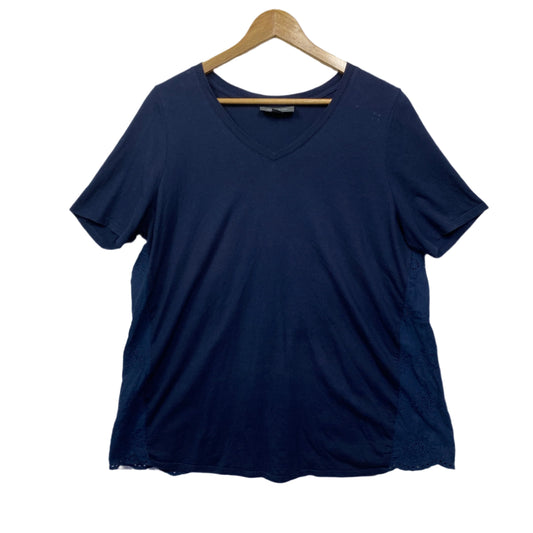 Autograph Top Size 16 Navy Short Sleeve