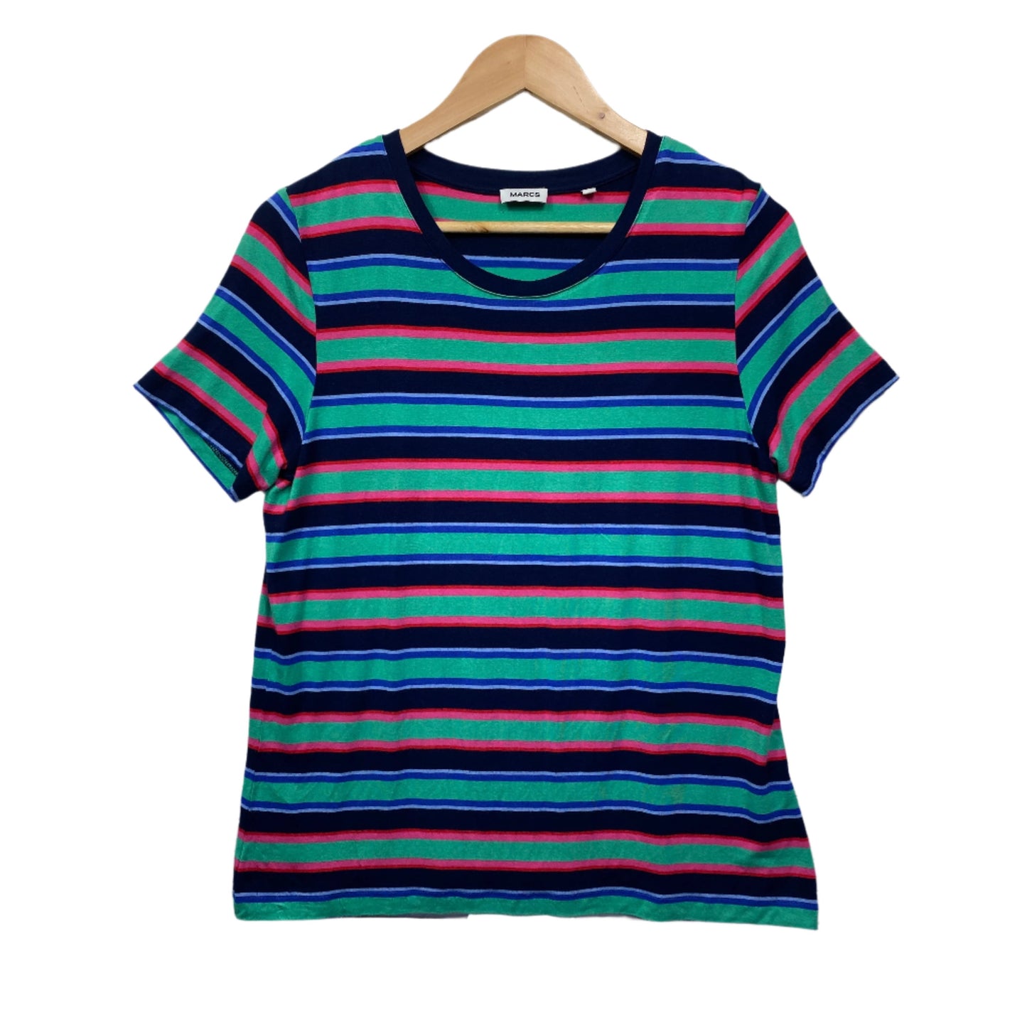 Marcs Tee Top Size 16 XL Multicoloured Striped Short Sleeve