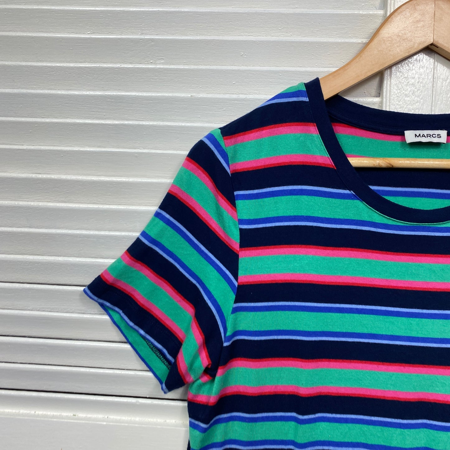 Marcs Tee Top Size 16 XL Multicoloured Striped Short Sleeve