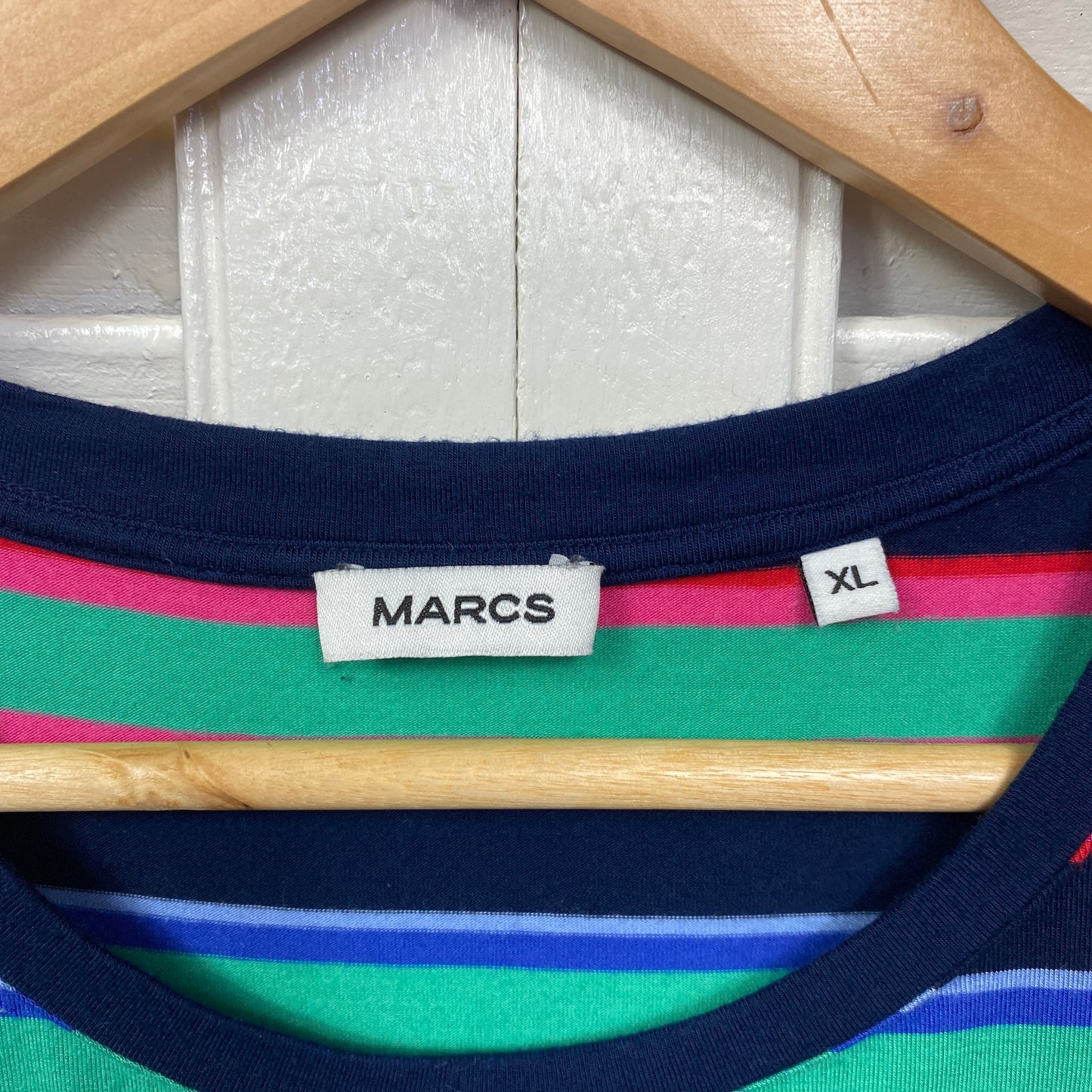 Marcs Tee Top Size 16 XL Multicoloured Striped Short Sleeve