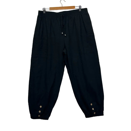 Black Drawstring Cropped Jogger Pants - Size 2XL