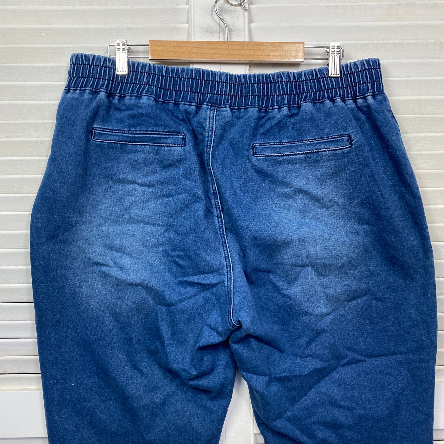 Rockmans Denim Cropped Pants Jeans Size 18 Plus Pockets Elastic Waist Cropped