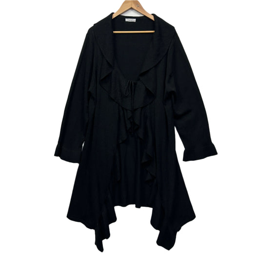 Crossroads Cardigan Size 2XL 18 Black Waterfall Front