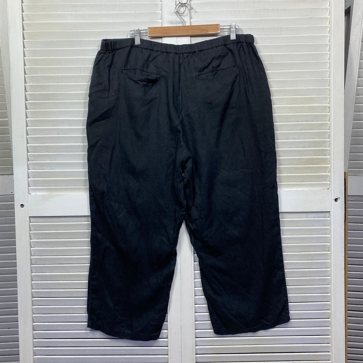 Yarra Trail Linen Cropped Pants Size 18 Plus Black Pockets