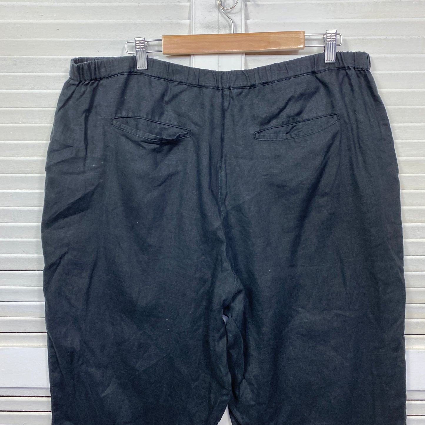 Yarra Trail Linen Cropped Pants Size 18 Plus Black Pockets