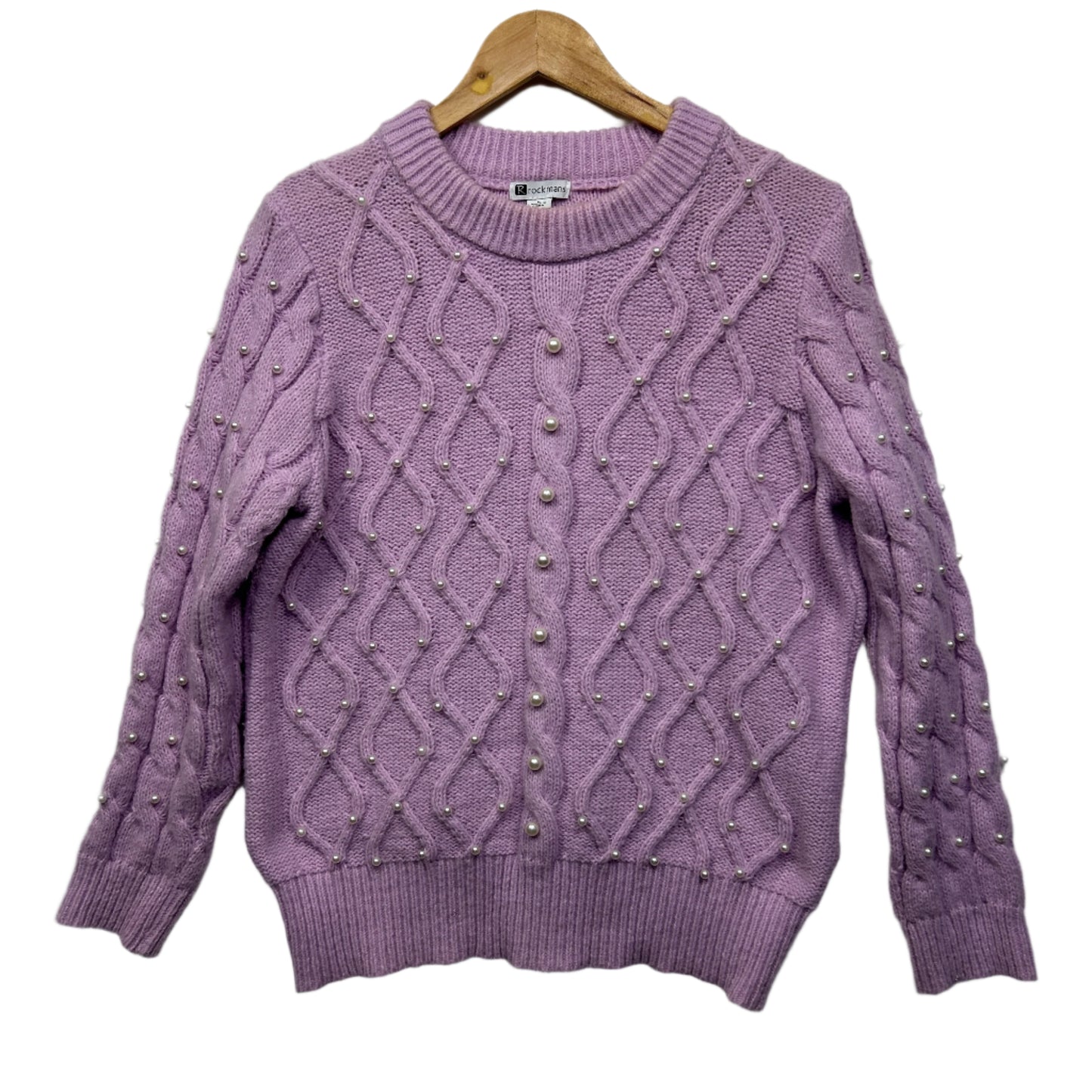 Rockmans Jumper Size Large 14 Lavender Pearls