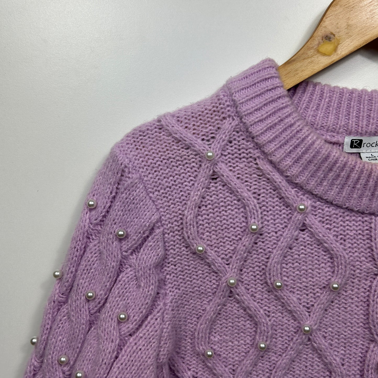 Rockmans Jumper Size Large 14 Lavender Pearls