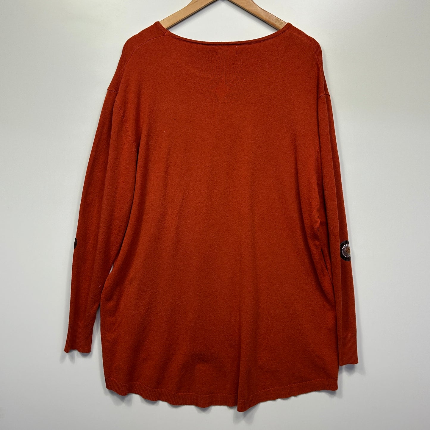 Cali & Co Wool Blend Jumper Size Large Rust Sequins Long Sleeve Knit