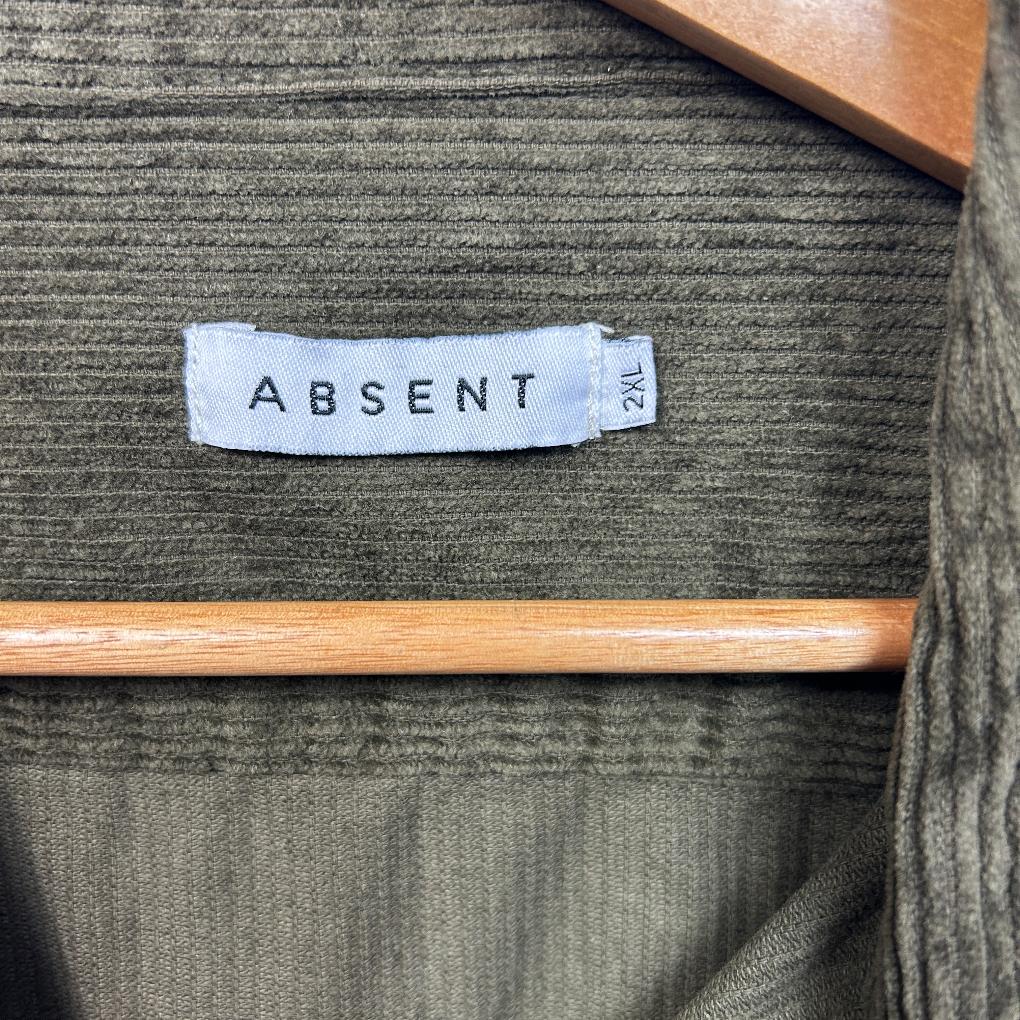 Absent Olive Cordaroy Shacket Shirt - Size 2XL