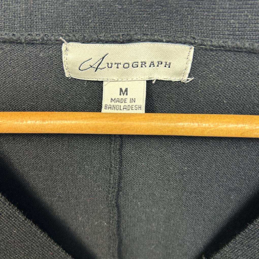 Autograph Black Cotton Knit Top Jumper - Size 18/M