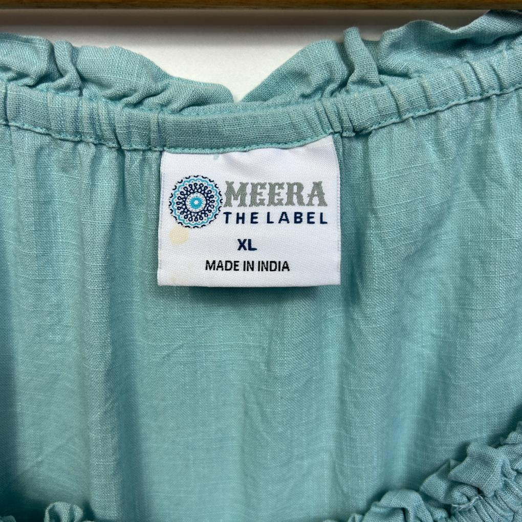 Meera The Label Teal Boho Cotton Top - Size XL