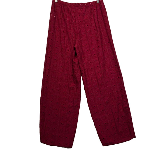 Shein Curve Burgundy Embroidered Wide Leg Pants - Size 0XL