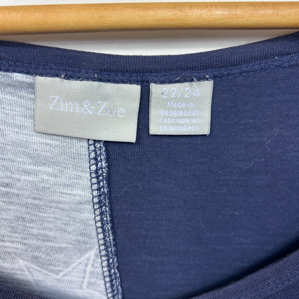 Zim & Zoe Navy Star Print Cotton Top - Size 22/24