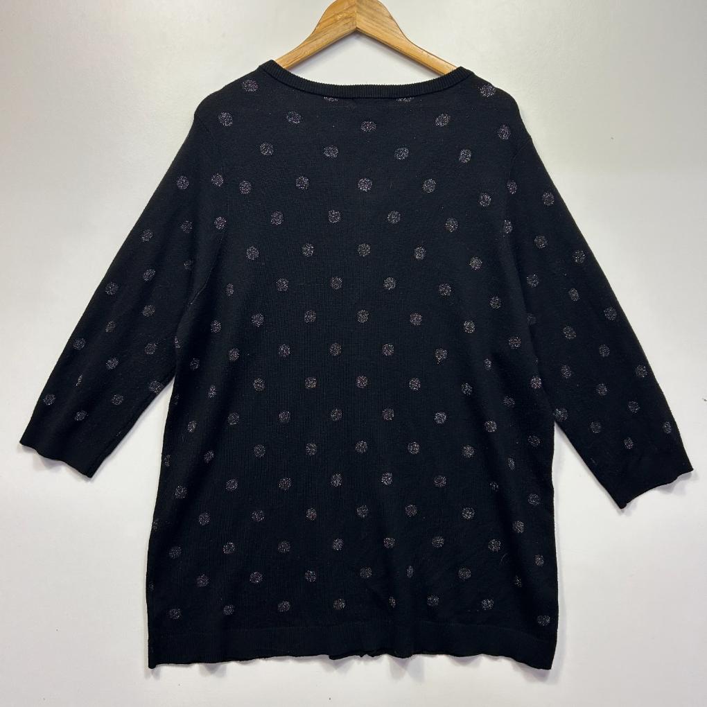 Autograph Black Spot Cardigan Knit Top - Size 22XL