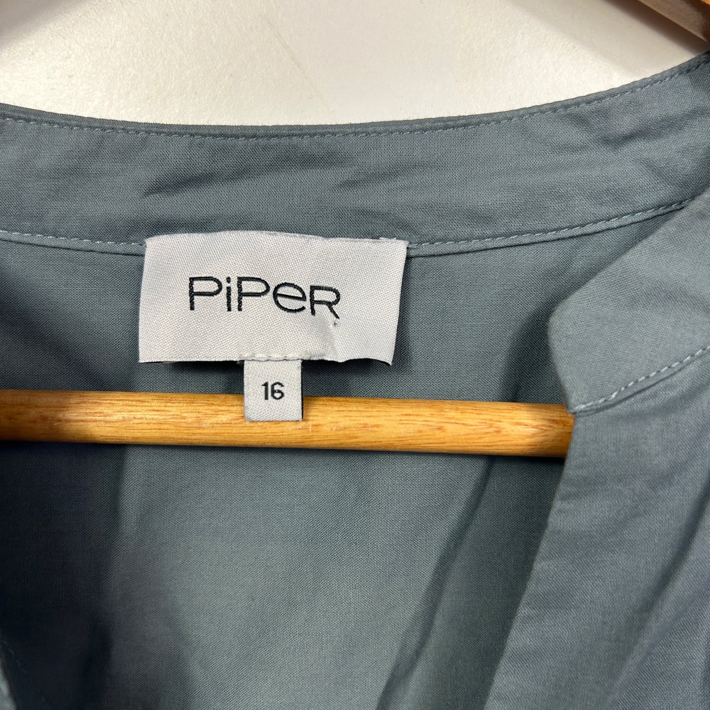 Piper Blue/Grey Long Sleeve Top - Size 16