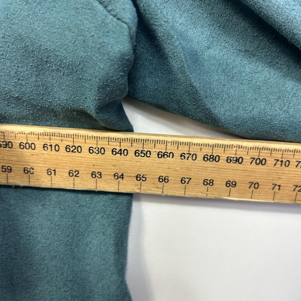 Handmade Mandarin Collar Teal Shirt - Size 20/22