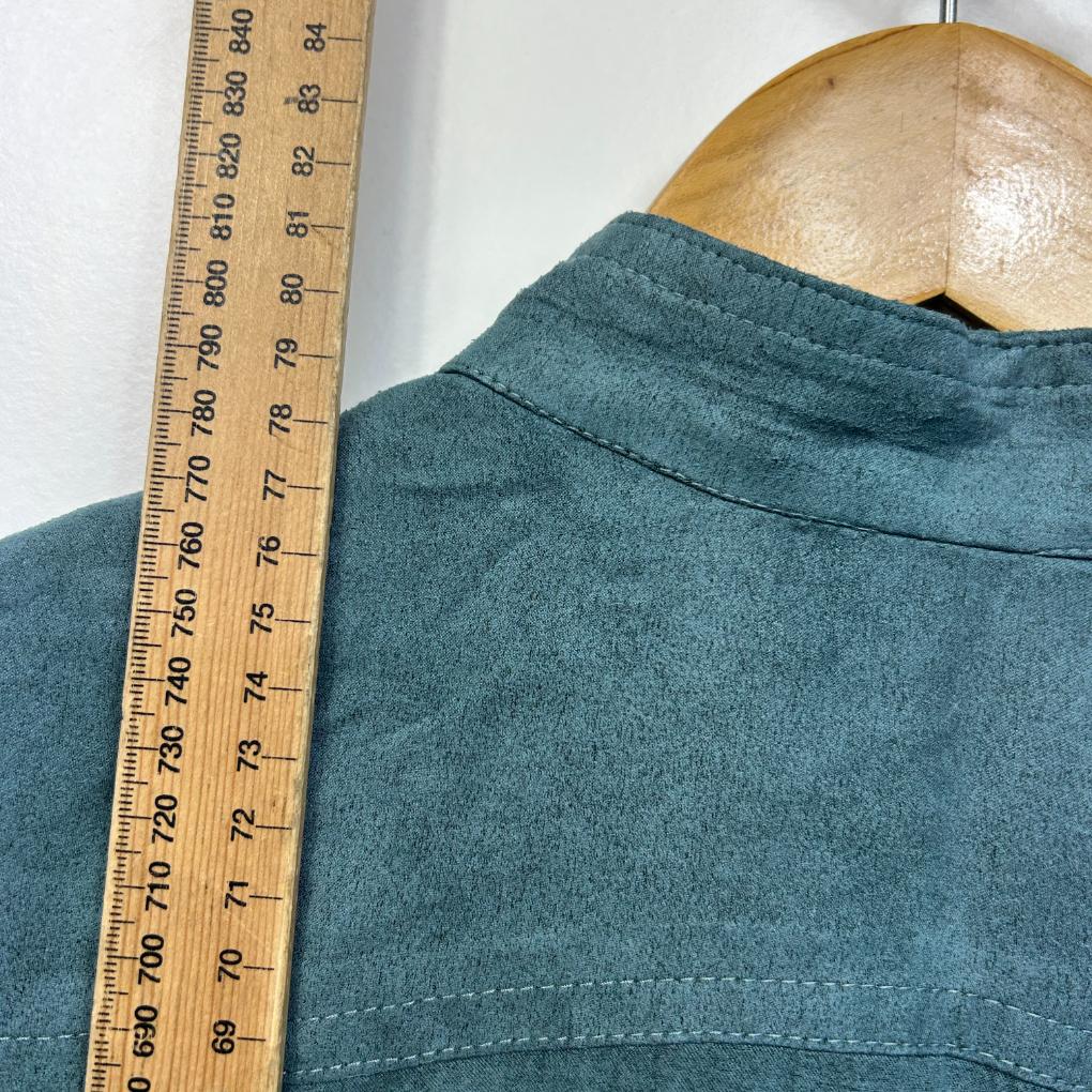 Handmade Mandarin Collar Teal Shirt - Size 20/22