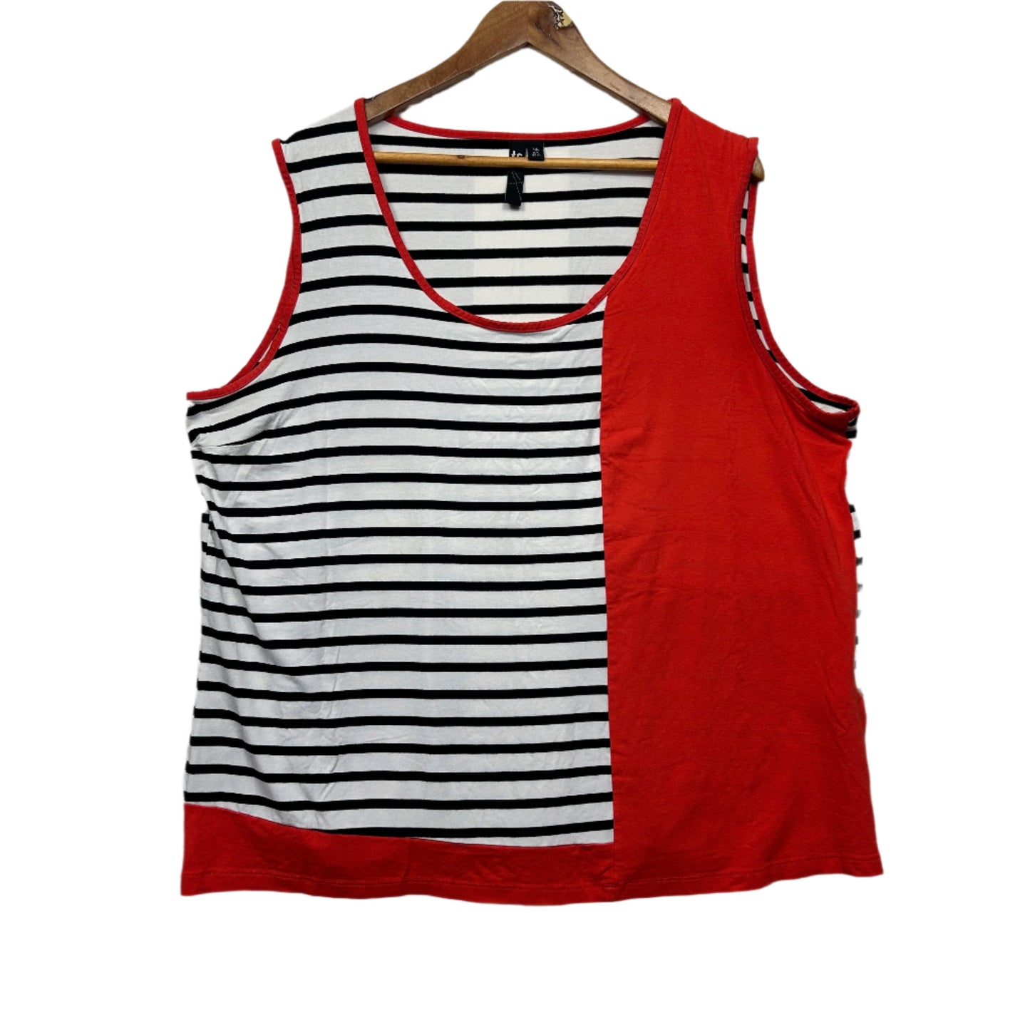 Taking Shape Top Size 20 Large Plus Red Striped Sleeveless