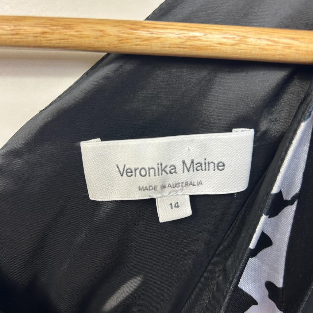 Veronika Maine Black Floral Dress - Size 14