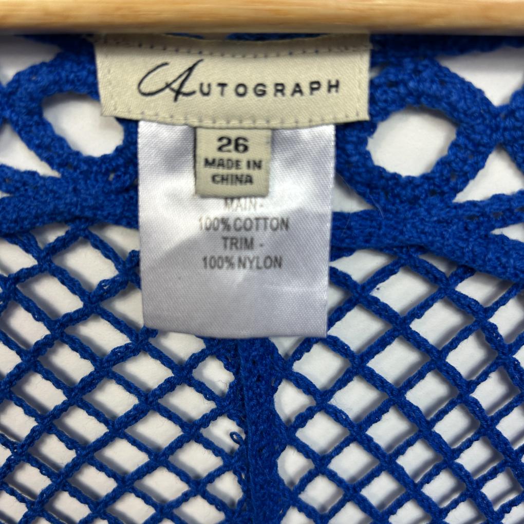 Autograph Blue Crochet Swim Cover Up Top - Size 26