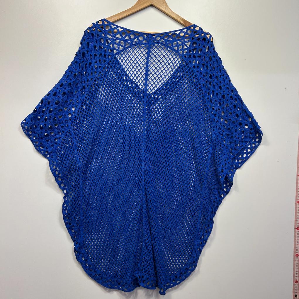 Autograph Blue Crochet Swim Cover Up Top - Size 26