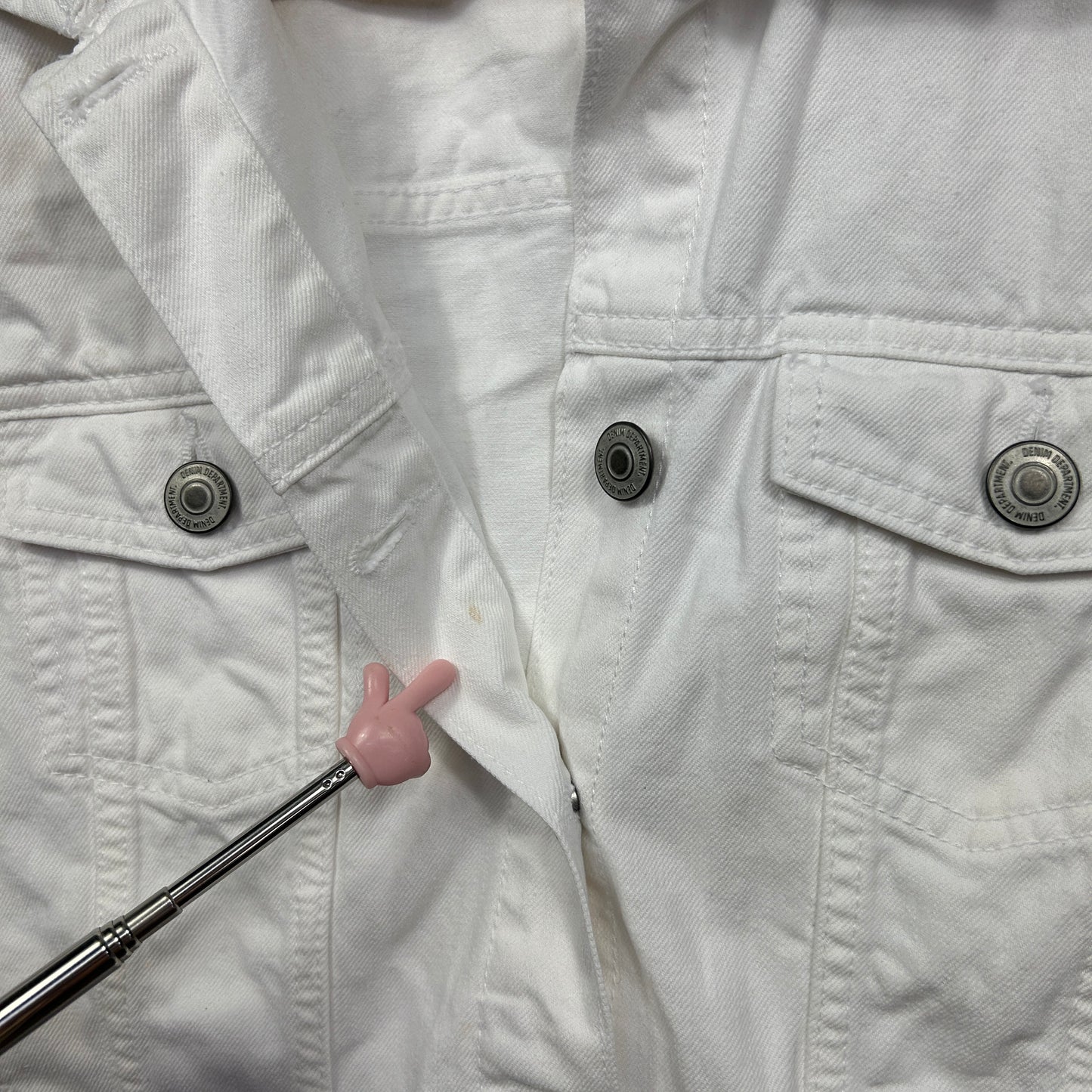 Anko Cropped White Denim Jacket - Size 16 (fault -mark)