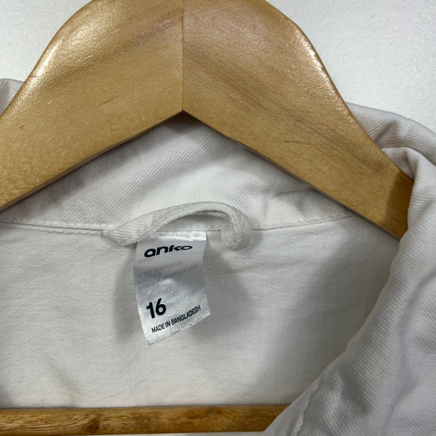 Anko Cropped White Denim Jacket - Size 16 (fault -mark)