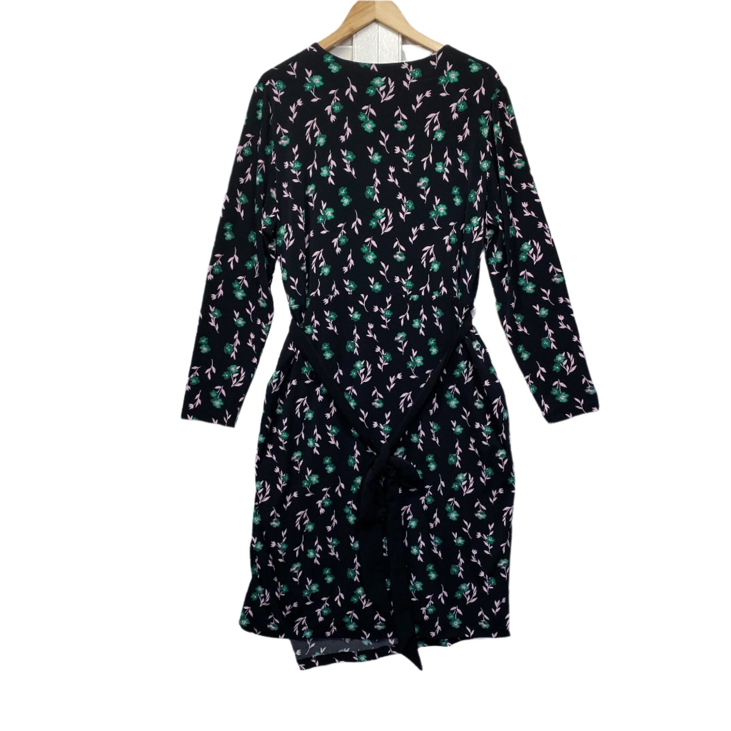 Marks & Spencer Dress Size 18 Black Floral Long Sleeve