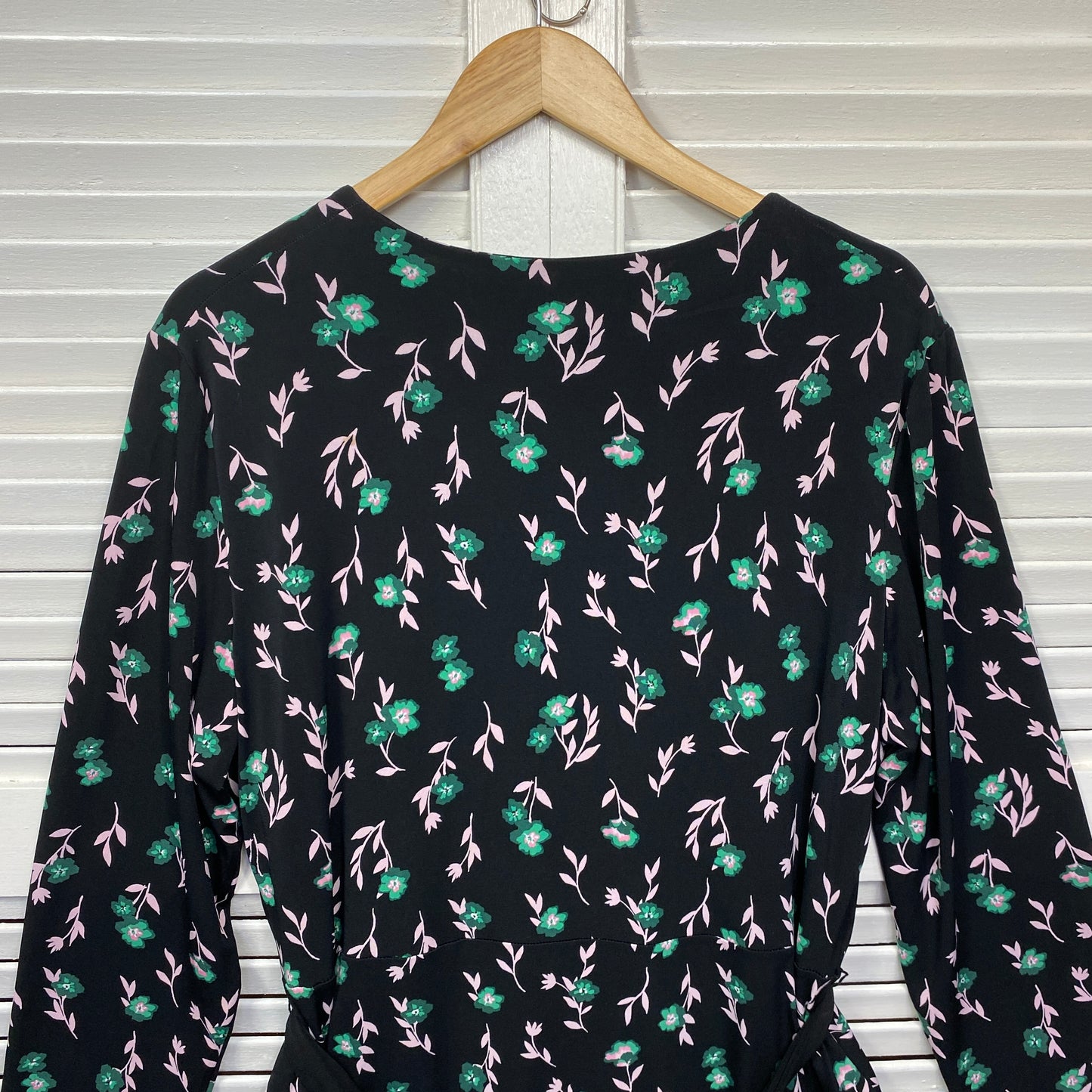 Marks & Spencer Dress Size 18 Black Floral Long Sleeve