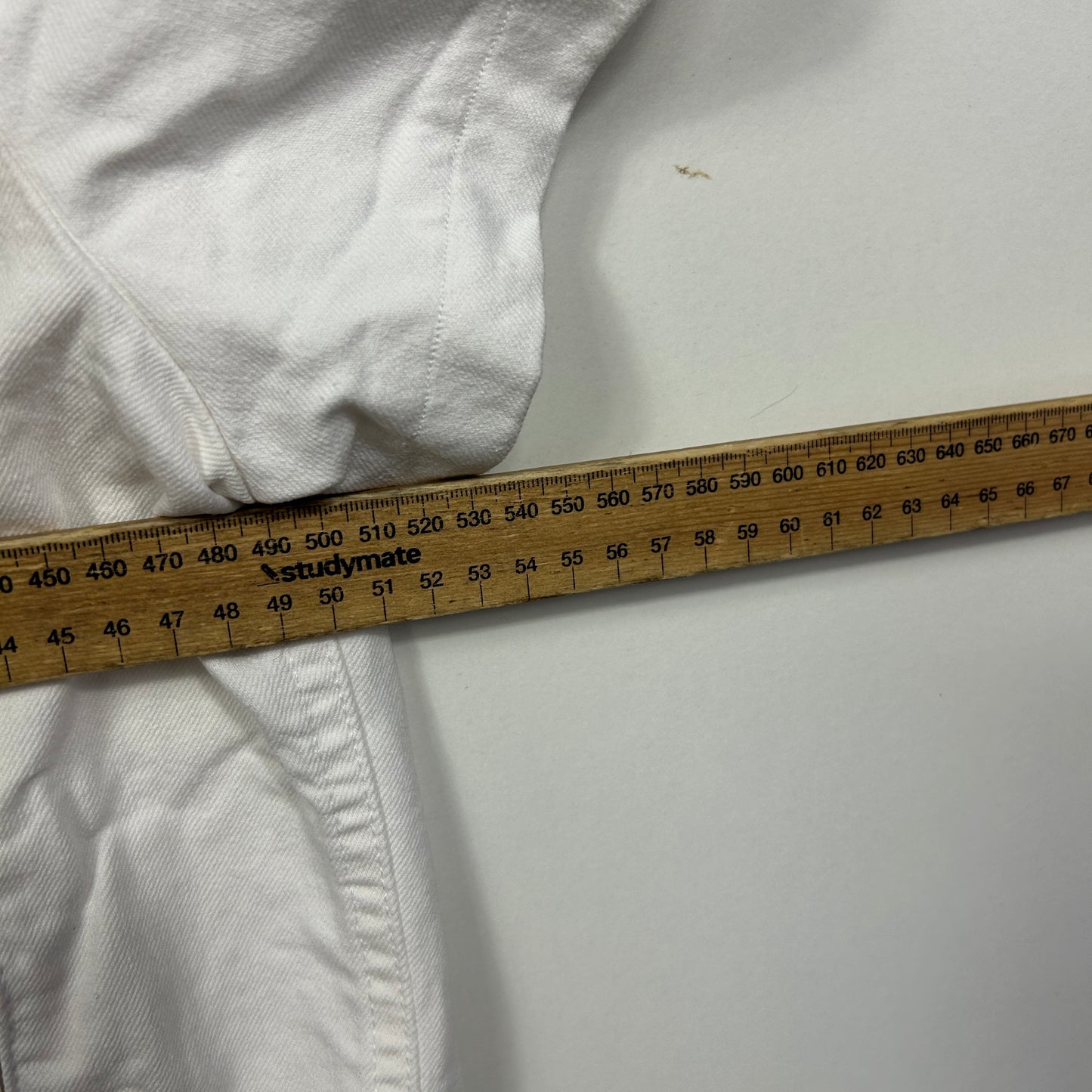 Anko Cropped White Denim Jacket - Size 16 (fault -mark)