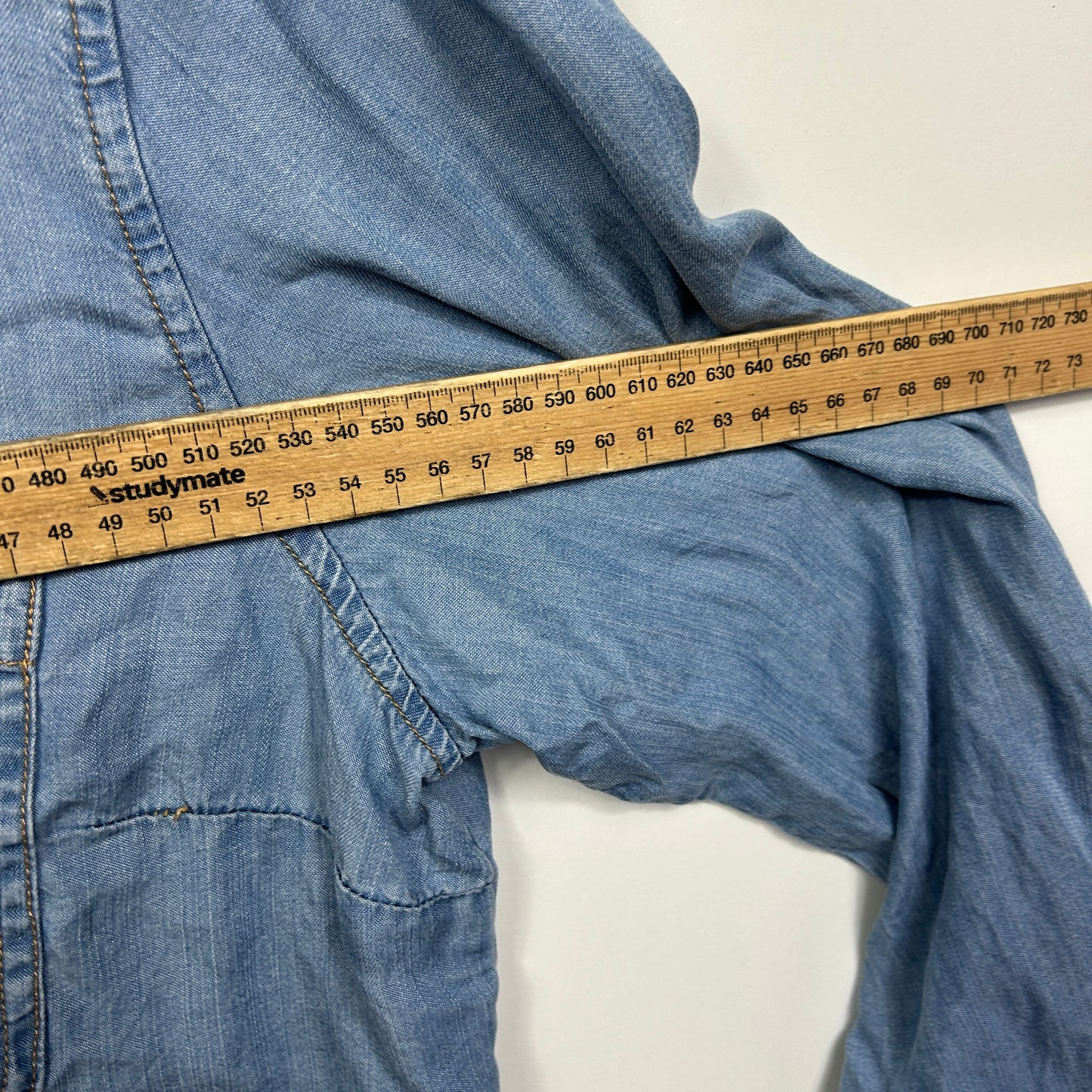 Suzanne Grae Chambray Button Up Blue Shirt - Size 18