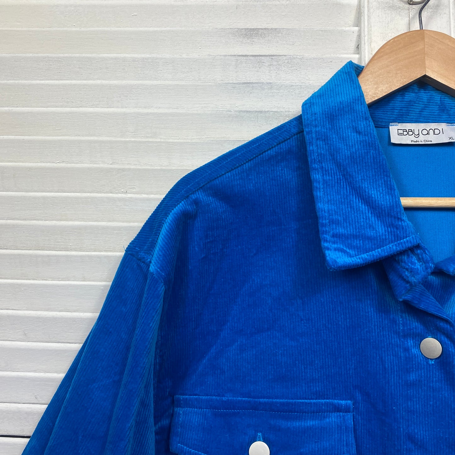 Ebby and I Top Jacket Size XL Blue Button Up Corduroy Shacket