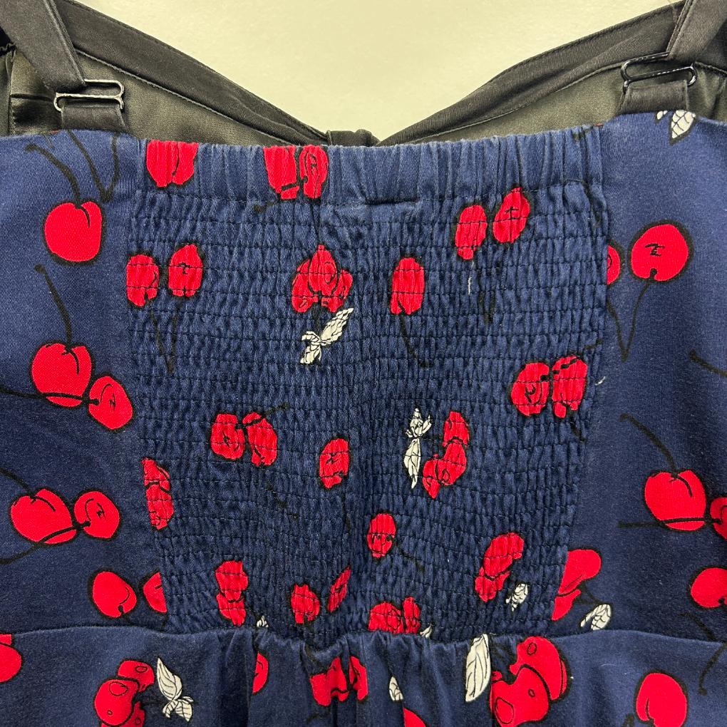 City Chic Navy Cherry Cotton Top - Size M