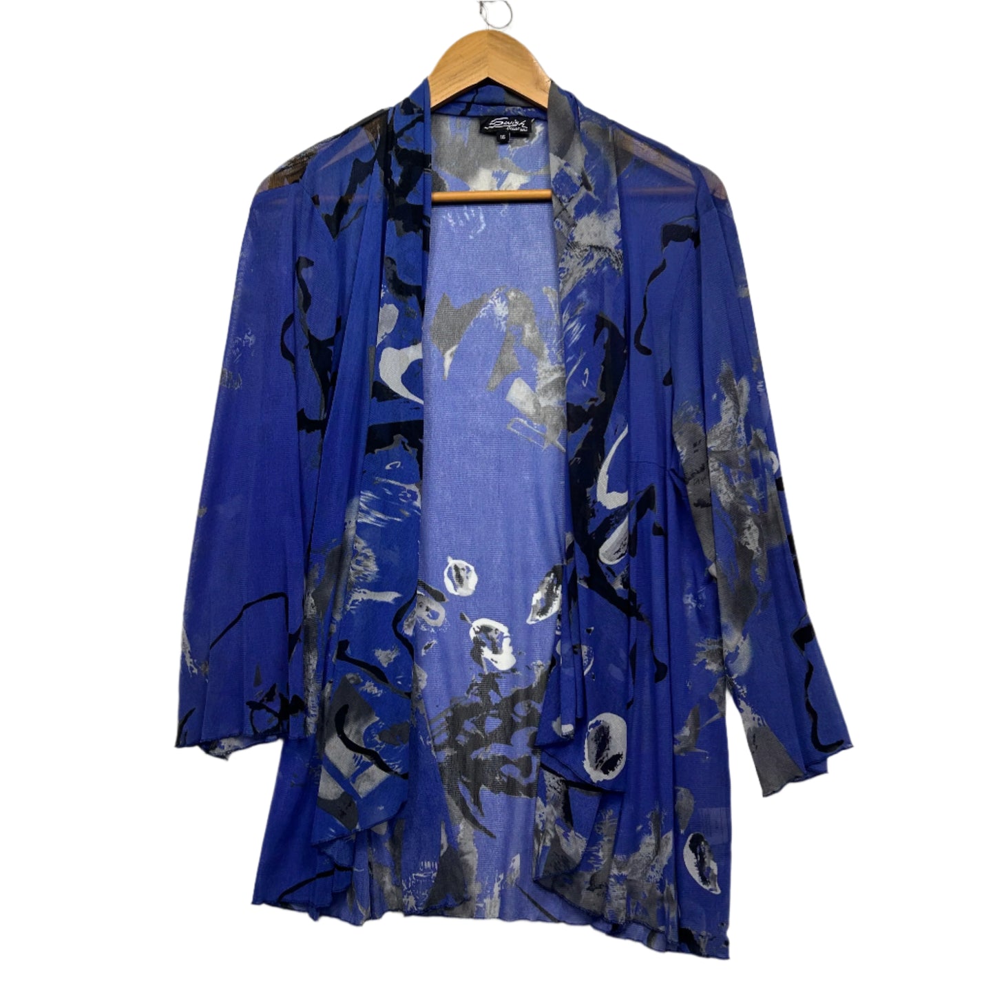 Swish Jacket Top Size 16 Purple Long Sleeve Sheer Open Front
