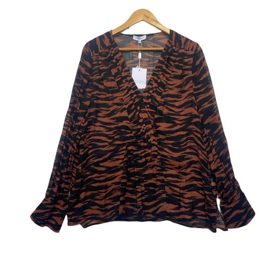 Wayne Cooper Top Size 16 Animal Print Long Sleeve Viscose New