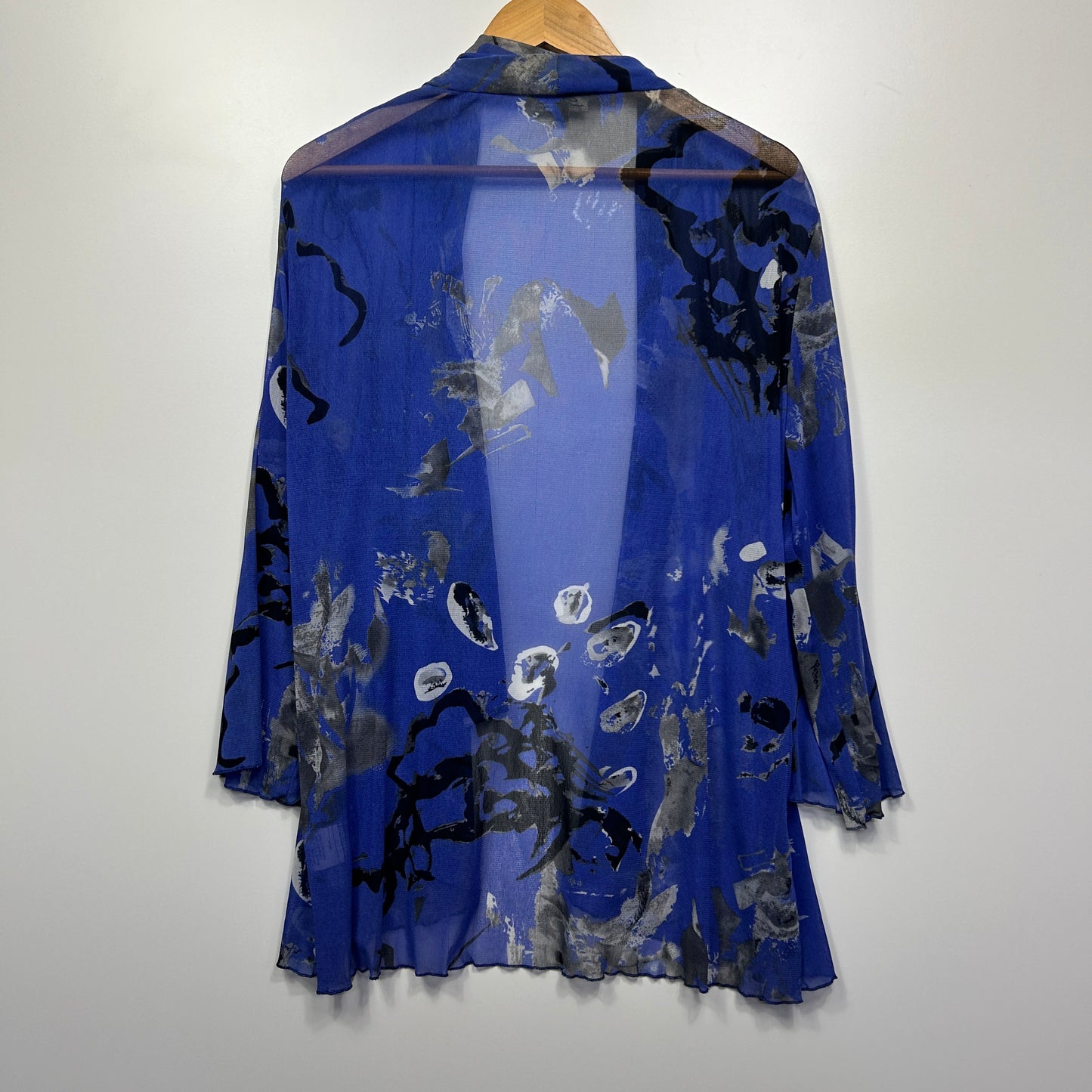 Swish Jacket Top Size 16 Purple Long Sleeve Sheer Open Front