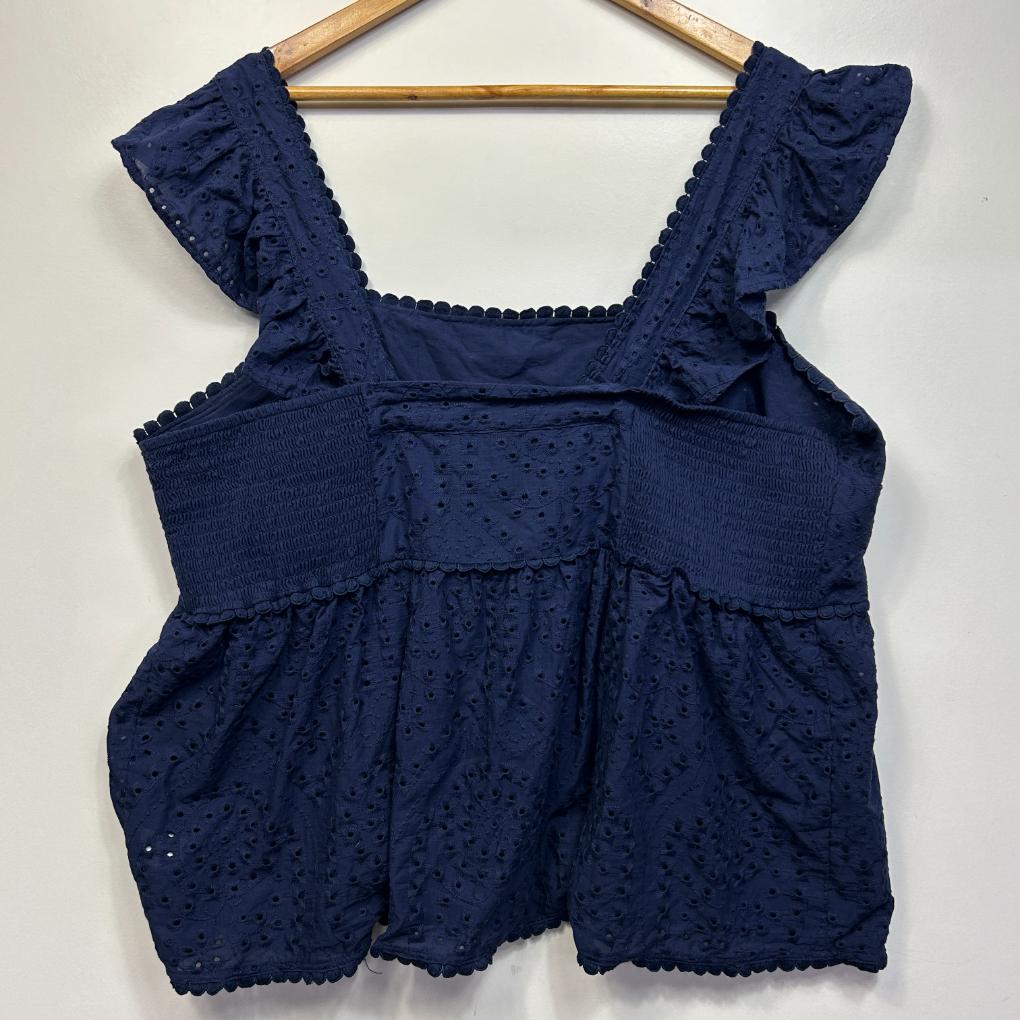 Torrid Navy Broderie Cotton Top - Size 16/18