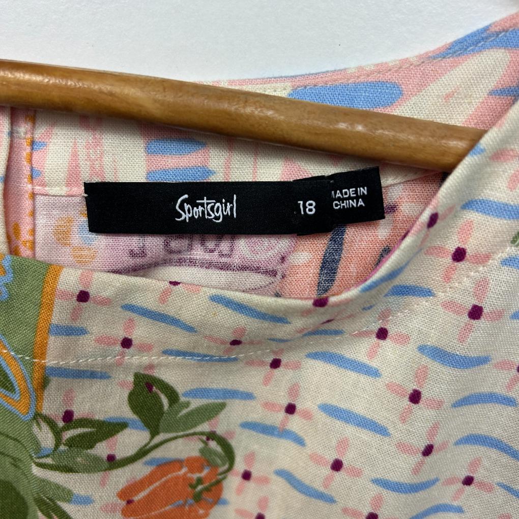 Sportsgirl Multicoloured Linen Top - Size 18
