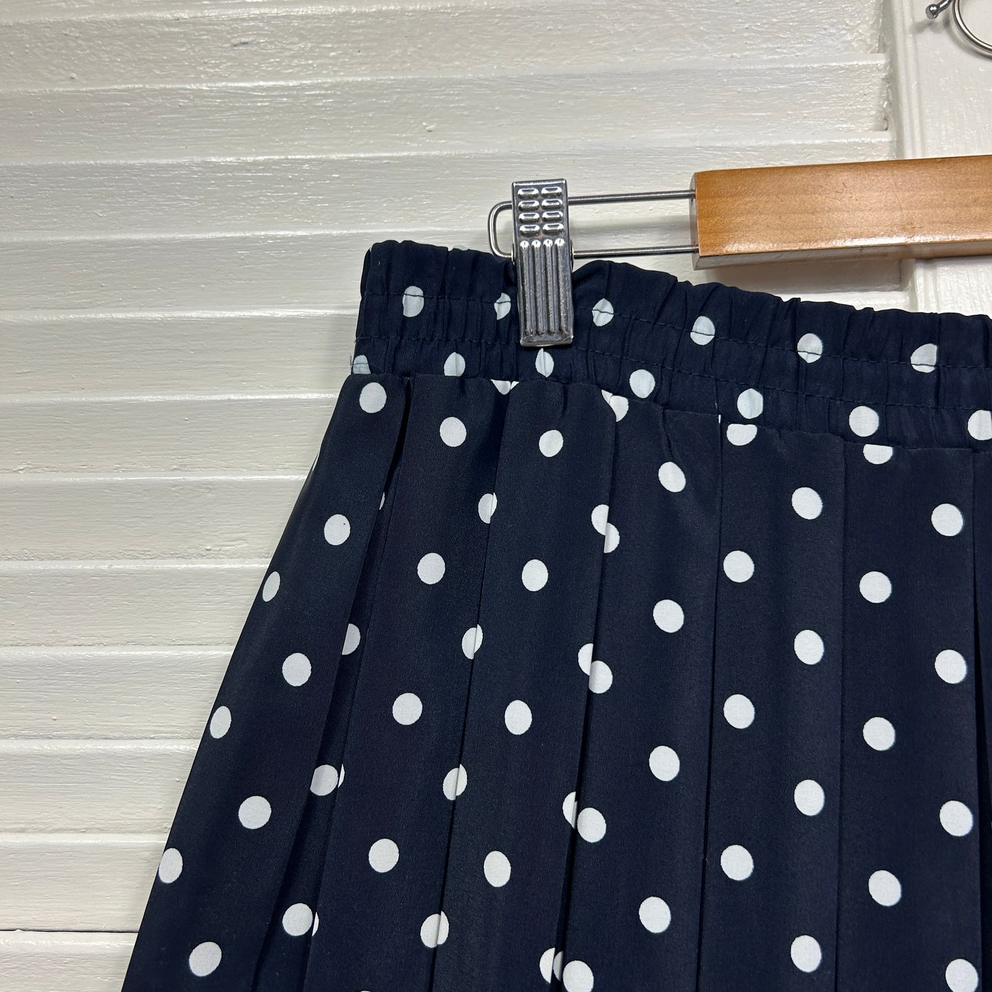 Vintage Suzanne Grae Skirt Size 14 Navy White Polka Dots Made in Australia