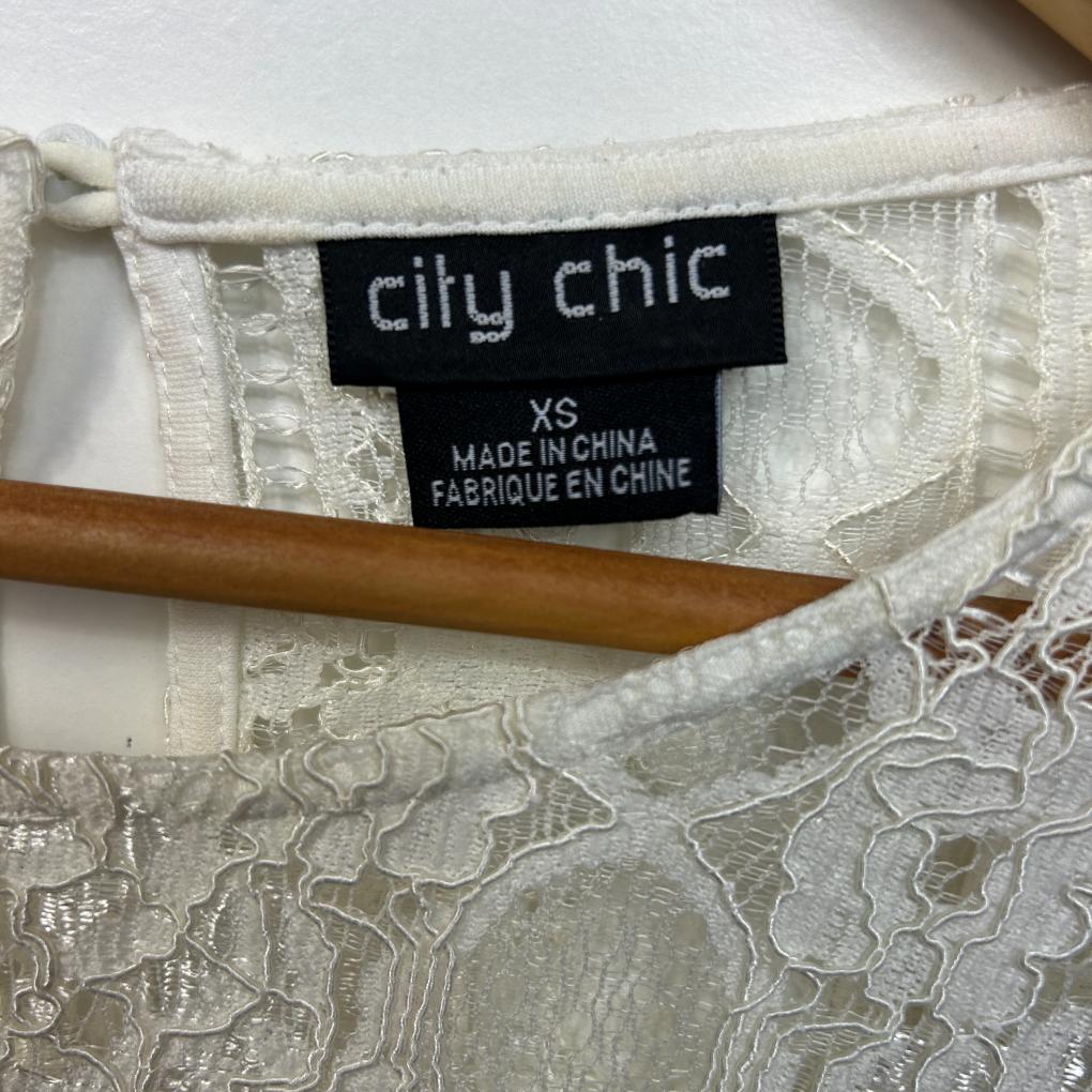 City Chic White Lace Top - Size 14/XS