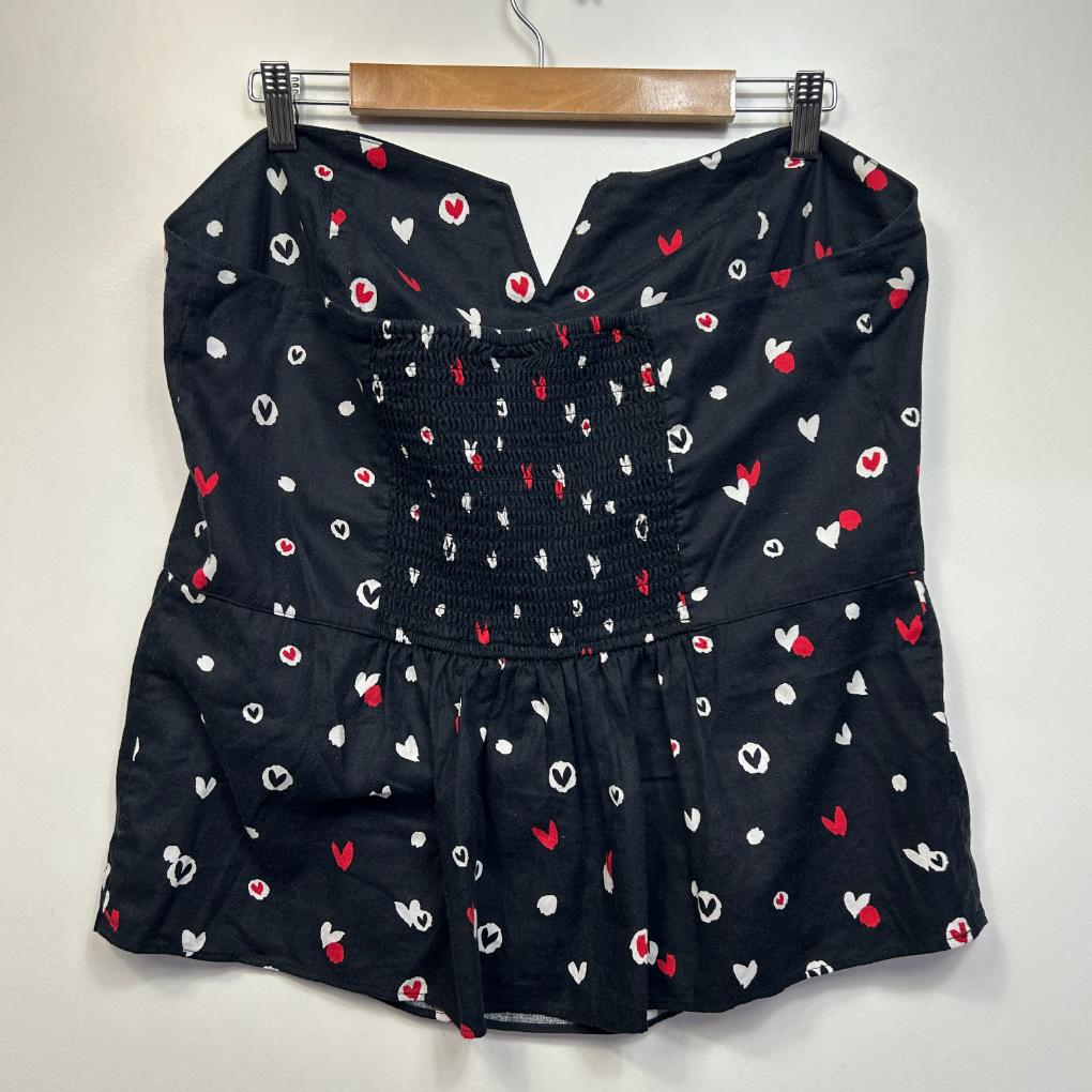 City Chic Black Heart Strapless Top - Size 18/M