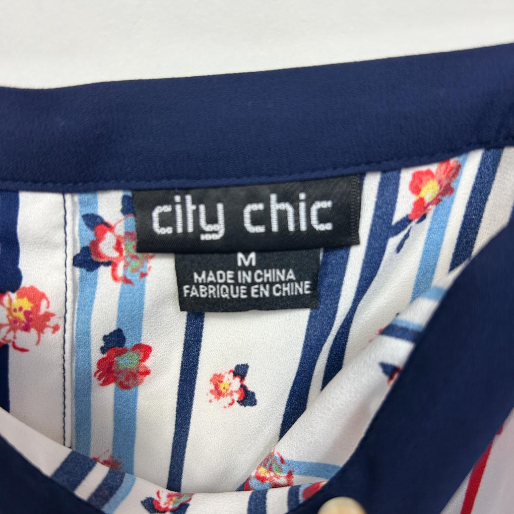 City Chic Blue Floral Top - Size 18